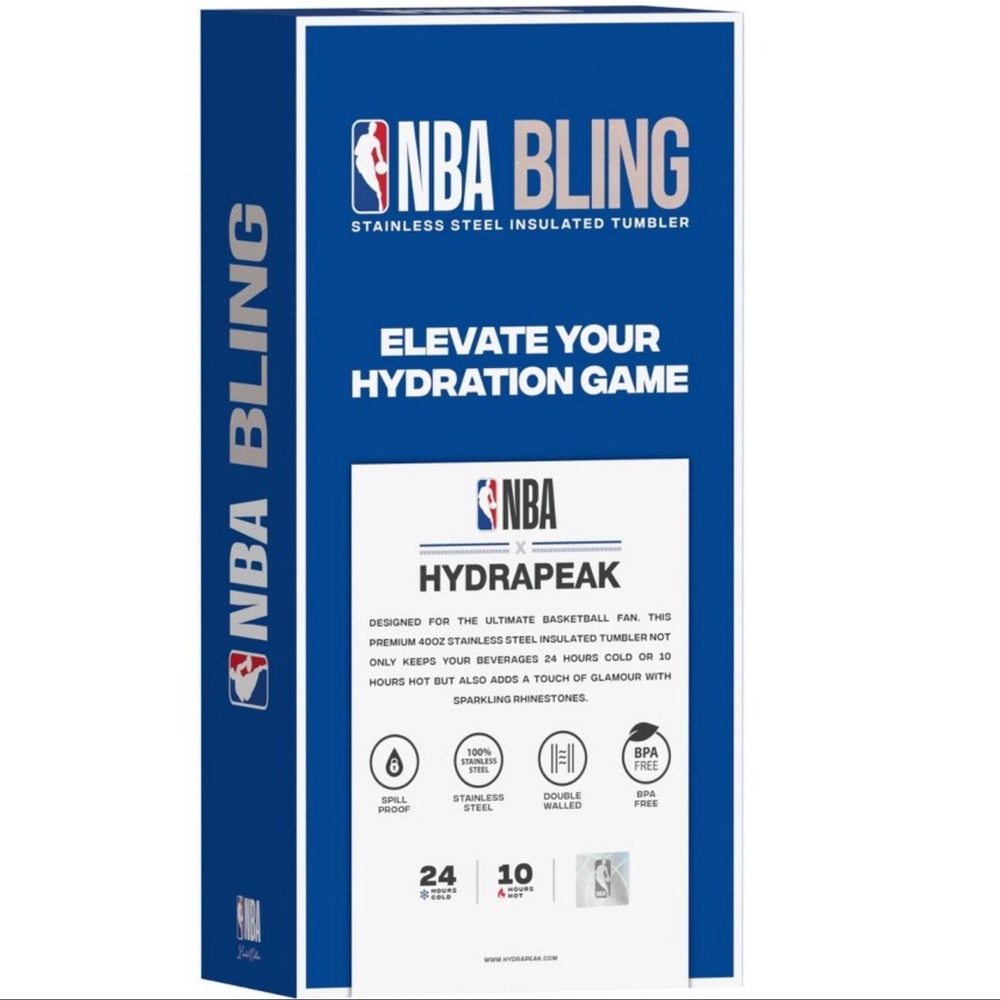 NBA Limited Edition 40oz Bling Voyager Stainless Steel Tumbler NWT 30hrs Cold - Picture 2 of 6